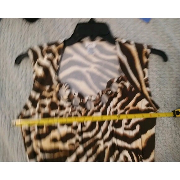 Cache Retro Edgy Zebra Print Dress Brown & Cream Medium Boho Classic Sexy - Picture 7 of 8
